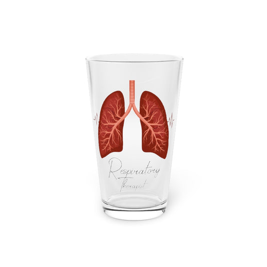 Beer Glass Pint 16oz  Hilarious Respiratory Therapist Cardiopulmonary Breathing Humorous Cardiologist
