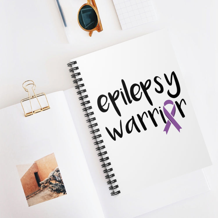 Spiral Notebook   Humorous Epilepsy Fighter Childrens Violet Stripe Supporter Novelty Cramping