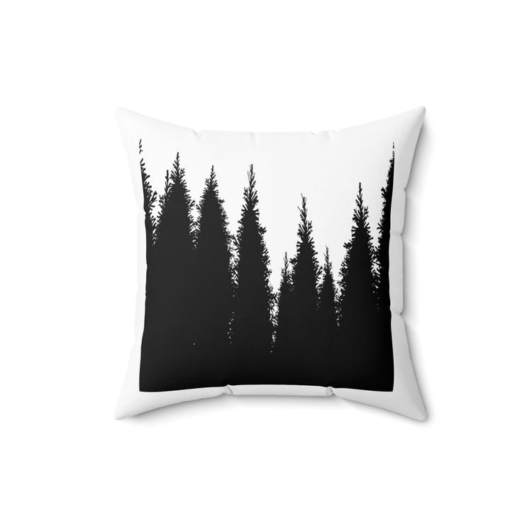 Pine Tree Forest Happy Camper Mountain Camping Hik Spun Polyester Square Pillow