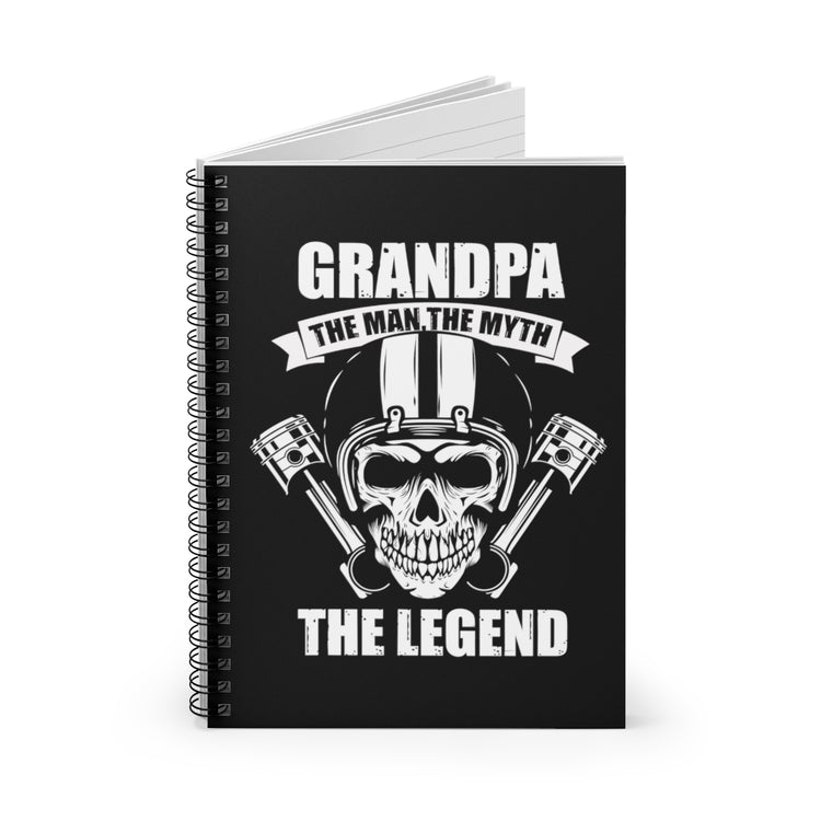 Spiral Notebook Vintage Granddads Motorcycling Enthusiasts Illustration Gag Skulls Graphic Driving Statements Puns