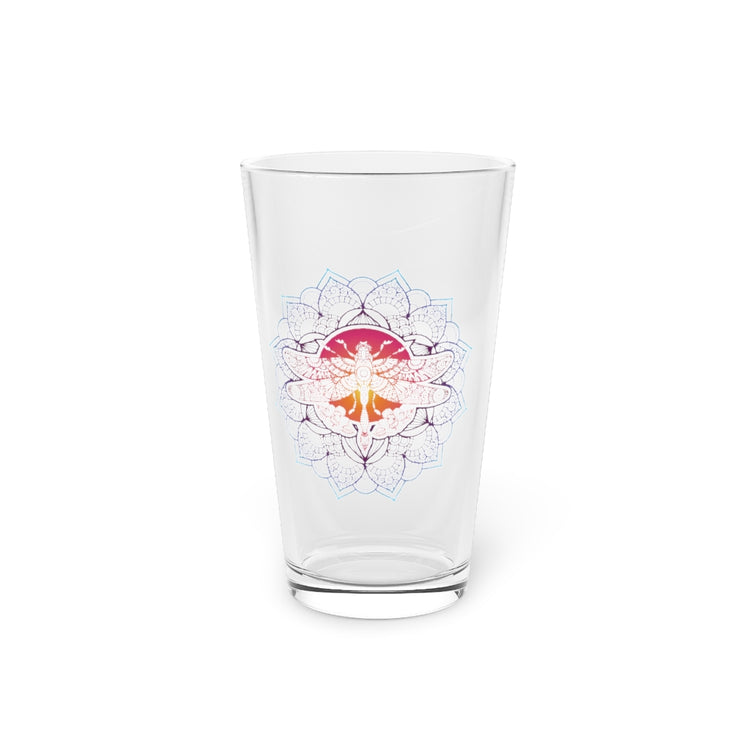 Beer Glass Pint 16oz Cool Mystical Dragonfly Mandala