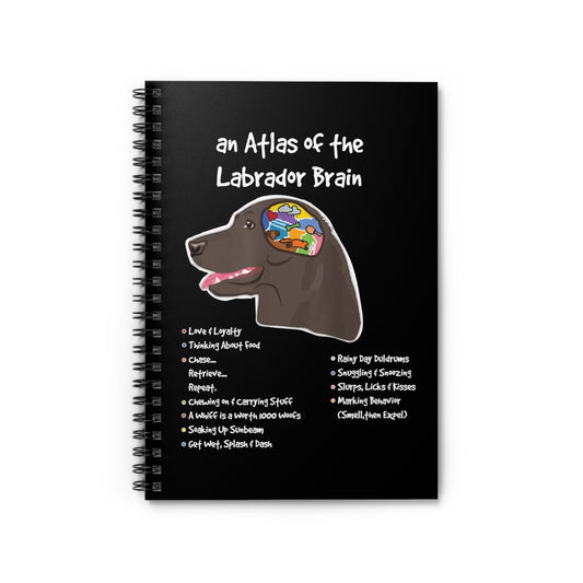 Labrador's Brain Dog Enthusiast Quote Graphic Funny Thinking Puppies Saying Men Women T Shirt Spiral Notebook - Ruled Line