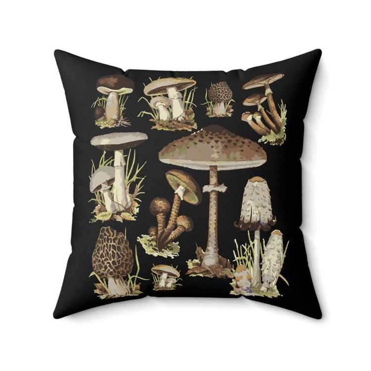 Mushroom Hunting Botanical Spun Polyester Square Pillow