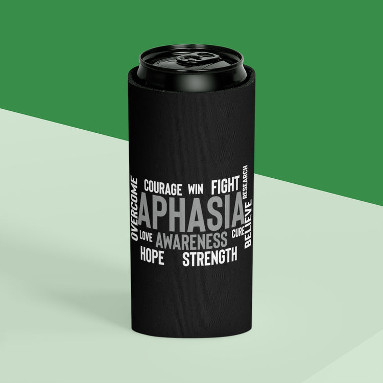 Beer Can Cooler Sleeve Novelty Aphasia Awareness Dysarthria Believer Overcomer Hilarious Silent Muffled Silenced Brain Disease