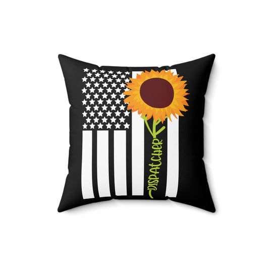 American Flag Sunflower Dispatcher Graphic Vintage Deliveryman Illustration Men Women T Shirt Spun Polyester Square Pillow