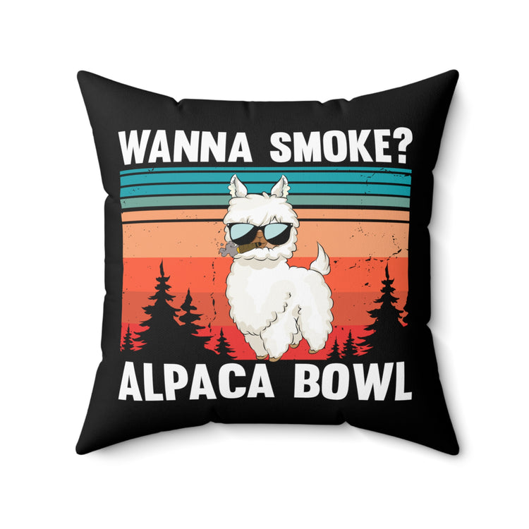 Hilarious Retro Climbing Alpaca Llama Guanaco Enthusiast  Humorous Vintage Mountaineering Hiking Lover Pun Spun Polyester Square Pillow