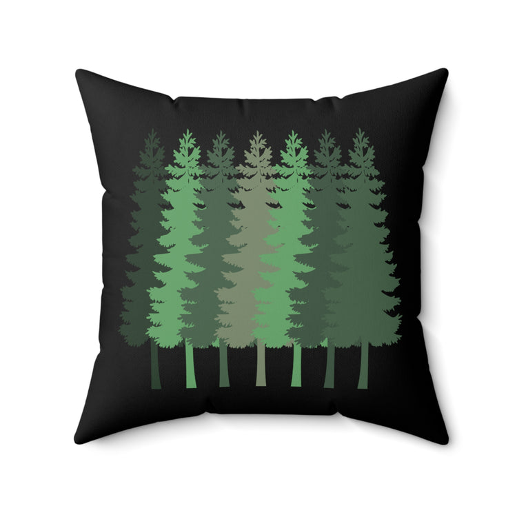 pine tree Happy Camper Mountain Camping Hiking Spun Polyester Square Pillow