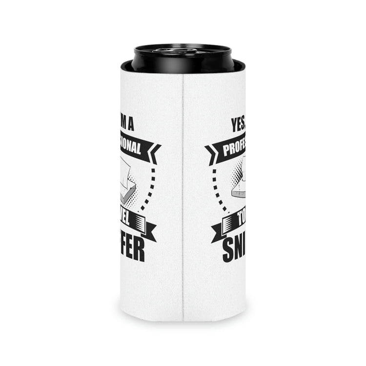 Beer Can Cooler Sleeve Funny I'm a Professional Towel Sniffer Snif Test  Humorous Scent Expert Smell Occupation