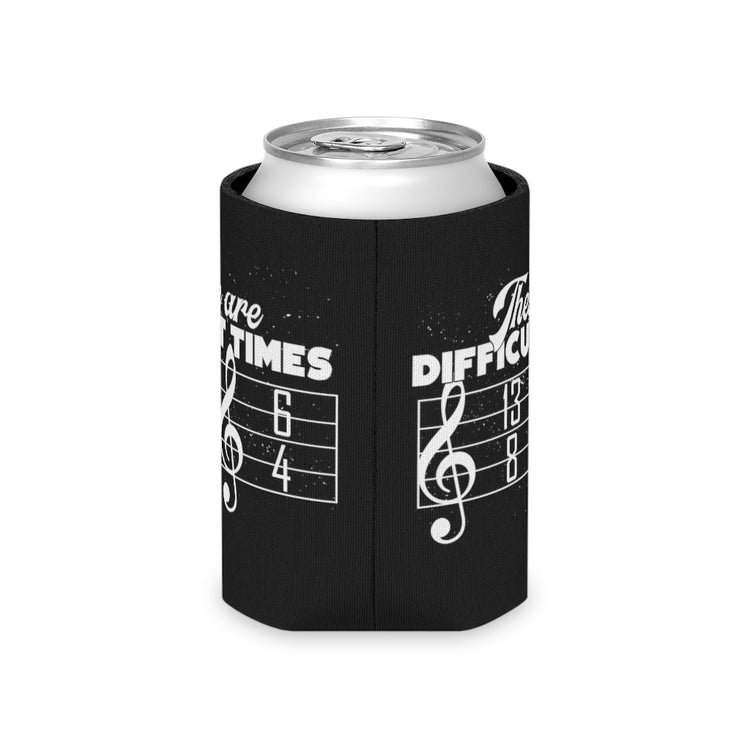 Beer Can Cooler Sleeve  Hilarious These Are Difficulty Times Melodies Jingle Notes Novelty Musicians
