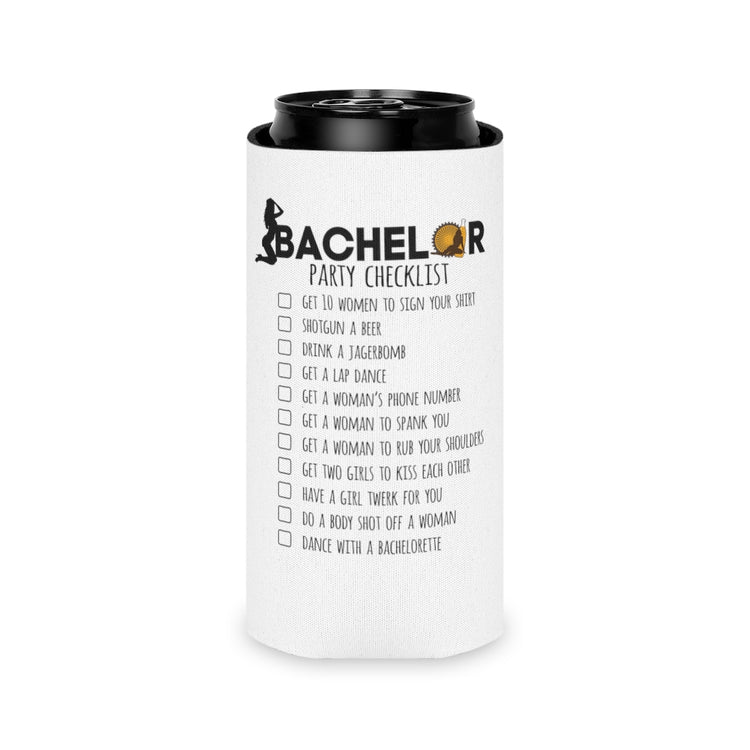 Beer Can Cooler Sleeve  Novelty Bachelors Funny Bridal Marriage Checklist Bride Humorous Engagement