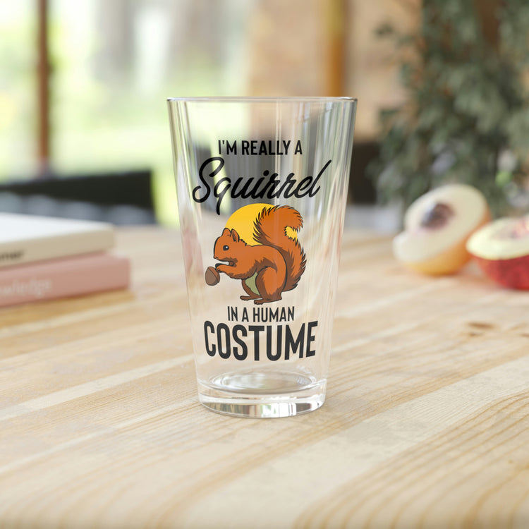 Beer Glass Pint 16oz Novelty All Hallows Eve Cute Animals Disguise Enthusiast Furry Woodland Mammal Spooky Costume