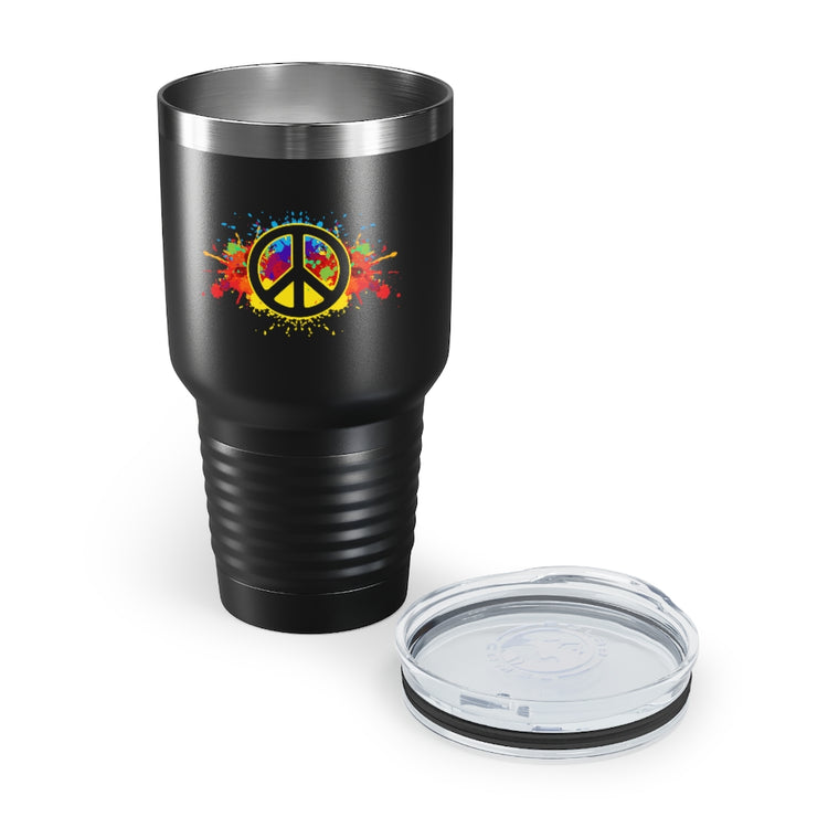 30oz Tumbler Stainless Steel  Colors Hilarious Paint Peace Hipsters Sign Illustration Gags Humorous Splattered