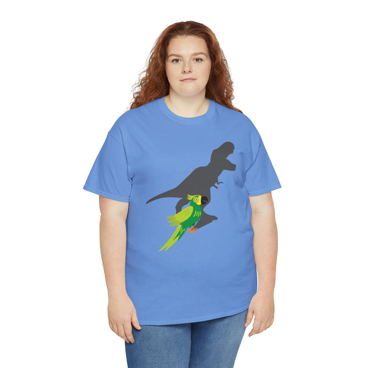 Shirt Funny Screaming Parrot Courageous Dinos Cockatiel Bird Dinosaur Animal Comical T-Shirt Unisex Heavy Cotton Tee