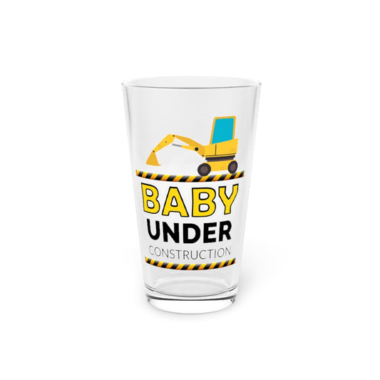 Beer Glass Pint 16oz  Humorous Birth Declaration Newborn Arriving Truck Lover Cute Infant