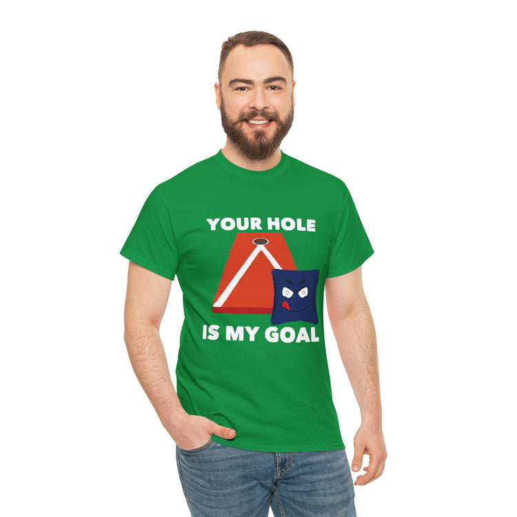 Shirt Funny Your Hole's My Goal Illustration Golfer Hilarious Golf Competition Sports T-Shirt Unisex Heavy Cotton Tee