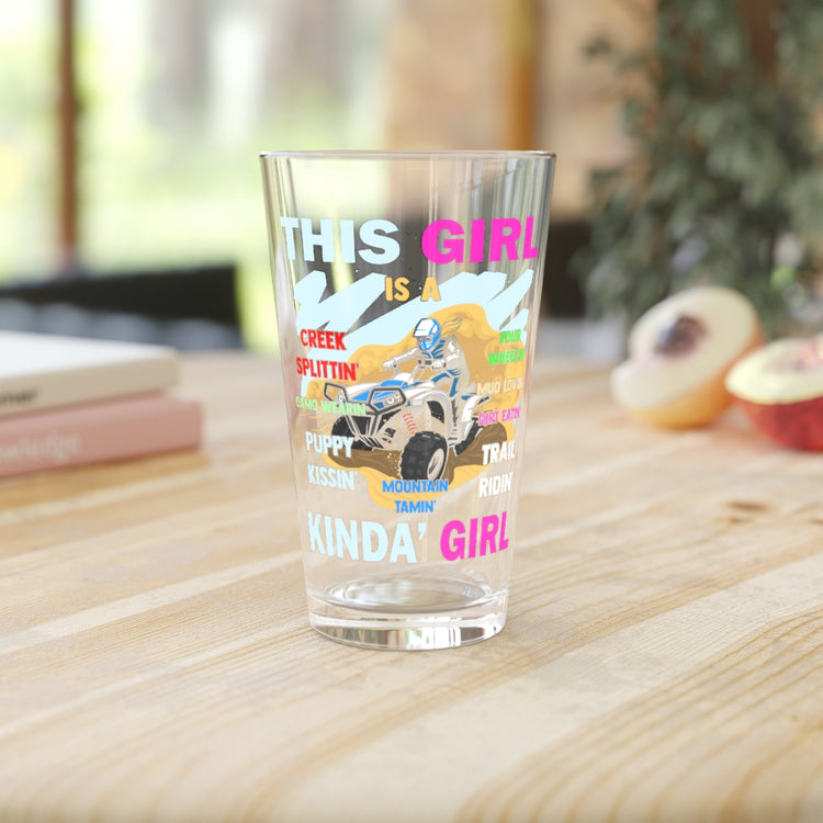 Beer Glass Pint 16oz  Novelty Biking Ladies Inspiring Feminists Illustration Puns Hilarious