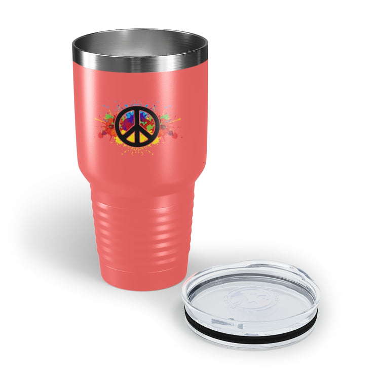 30oz Tumbler Stainless Steel  Colors Hilarious Paint Peace Hipsters Sign Illustration Gags Humorous Splattered