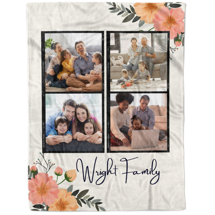 Custom Family Photo Blanket Name Sign Gift
