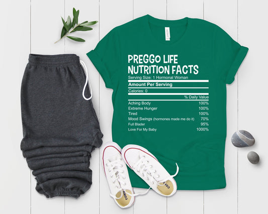 Funny Preggo Life Nutrition Facts Future Mom Baby Bump Shirt - Teegarb