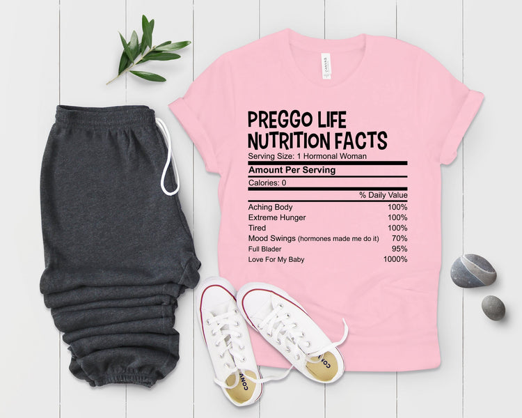 Funny Preggo Life Nutrition Facts Future Mom Baby Bump Shirt - Teegarb