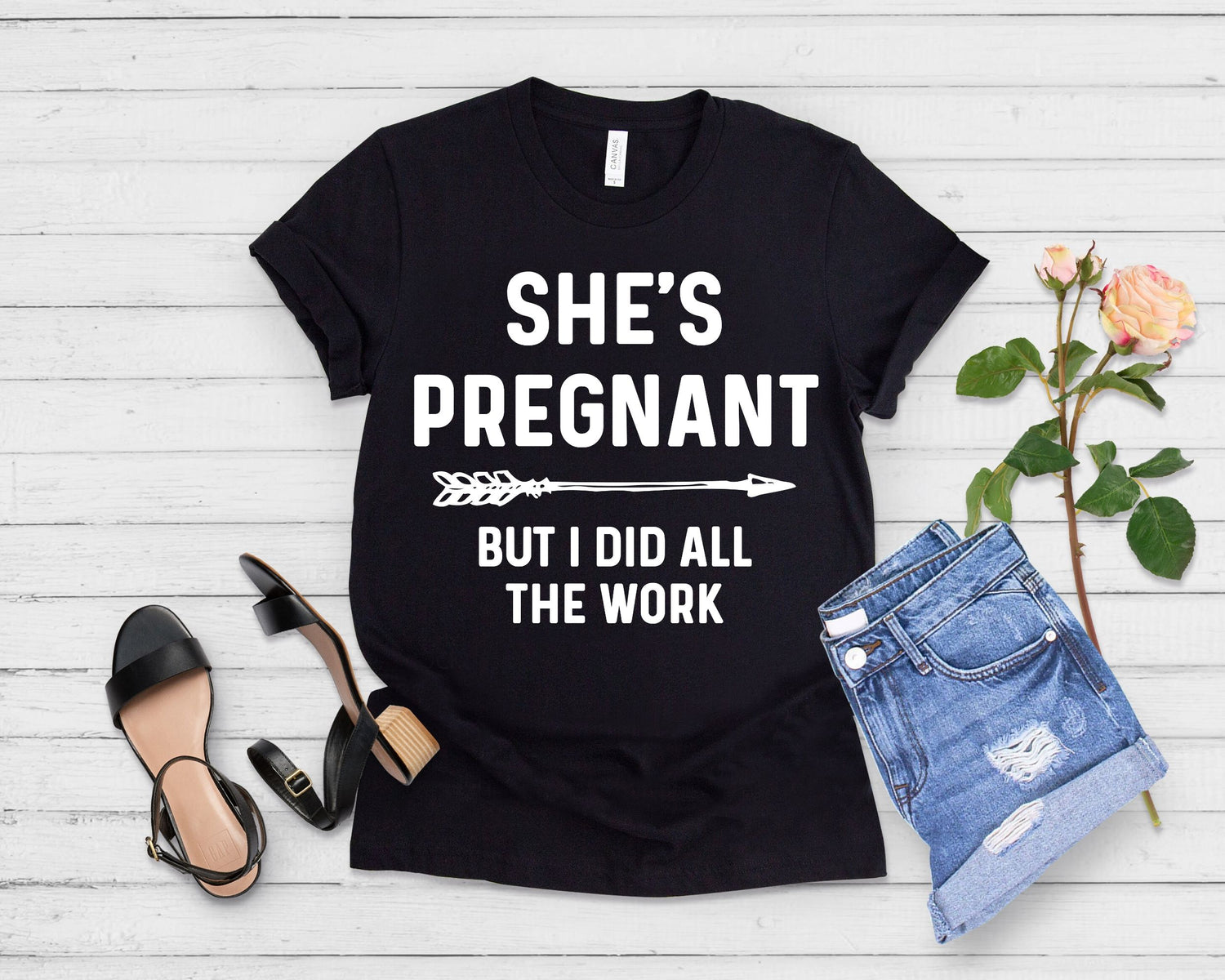 She's Pregnant But I Did All The Work Baby Bump Shirt - Teegarb