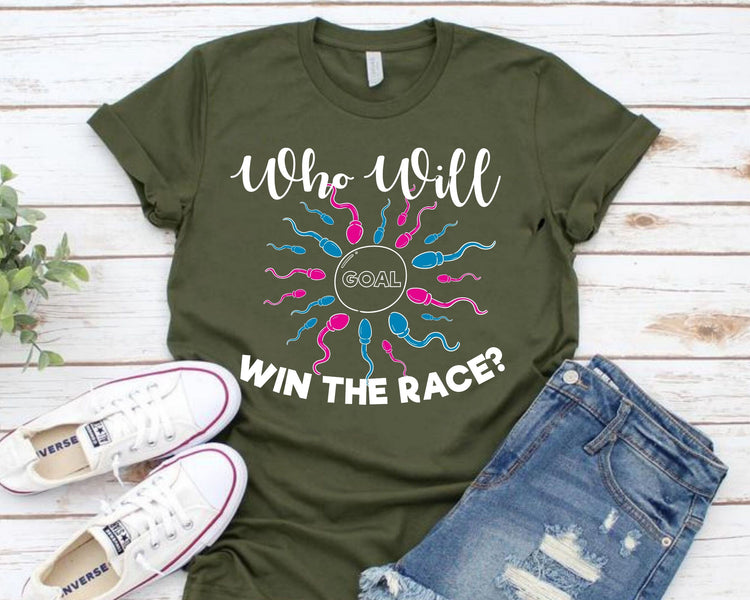 Who Will Win The Race Funny Gender Announcement Shirt - Teegarb