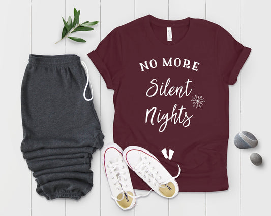 No More Silent Nights Pregnancy Announcement Xmas Shirt - Teegarb