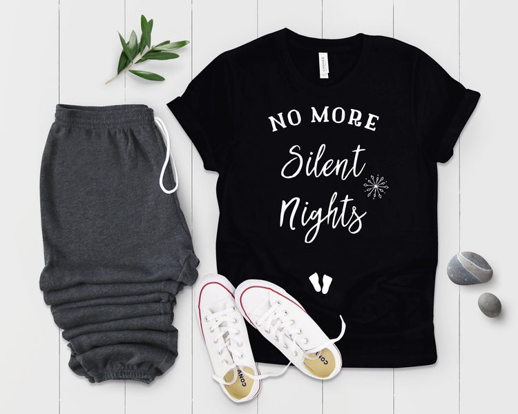 No More Silent Nights Pregnancy Announcement Xmas Shirt - Teegarb