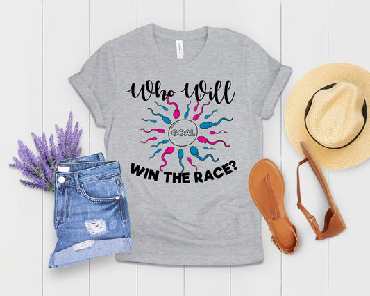 Who Will Win The Race Funny Gender Announcement Shirt - Teegarb