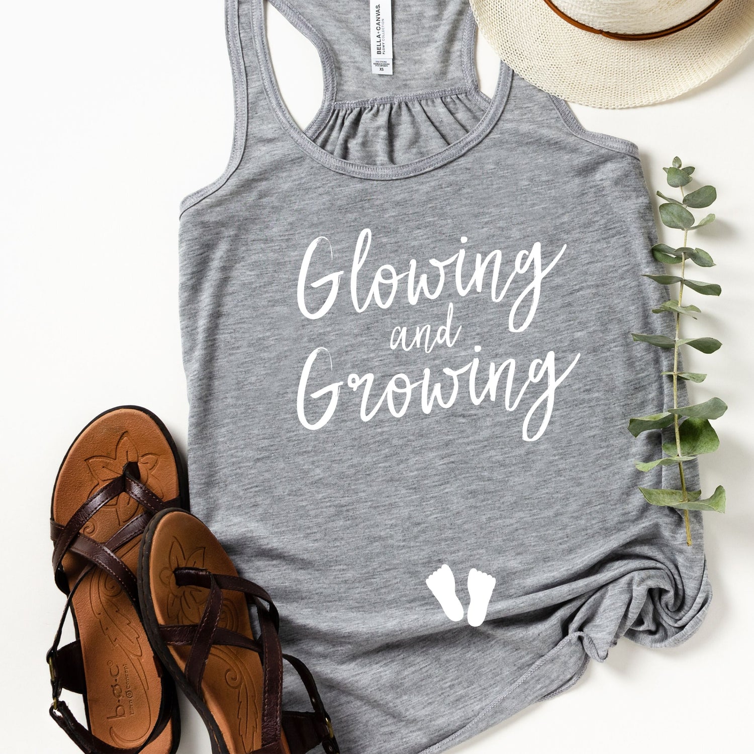 Glowing And Growing Pregnant Tank Top Maternity Clothes - Teegarb