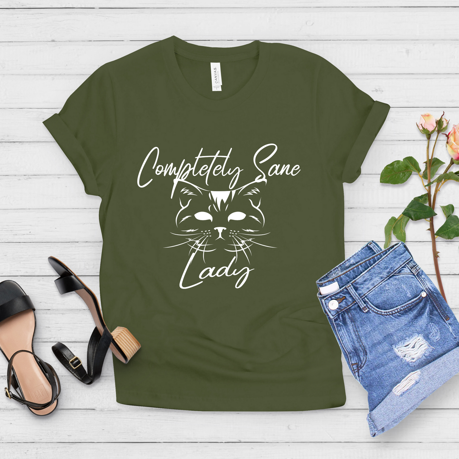 Completely Sane Lady Funny Crazy Cat Mom Shirt Gift - Teegarb