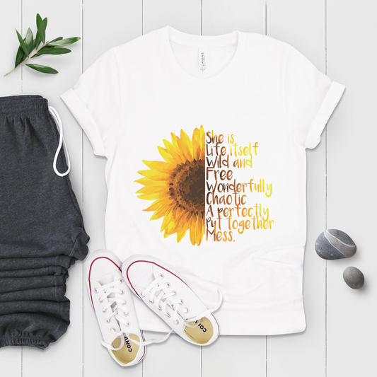 She is Life Itself Wild and Free Sunflower Shirt - Teegarb