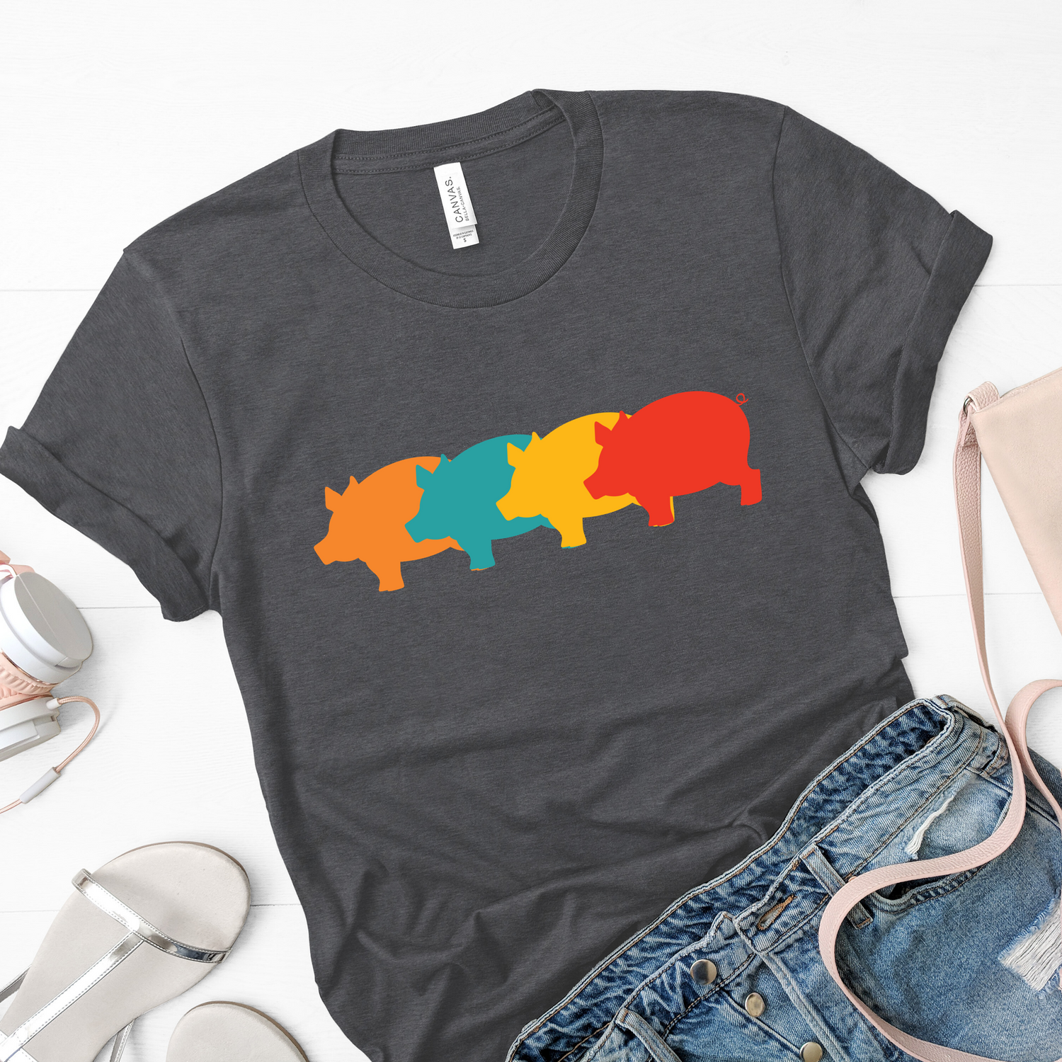 Vintage Retro Pigs Meat Lover Farm Shirt - Teegarb