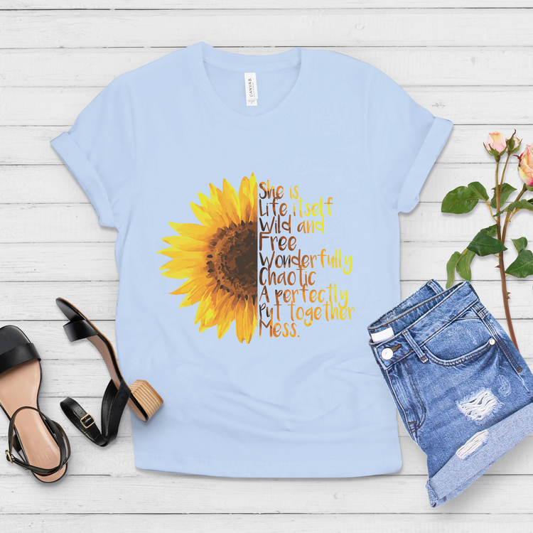 She is Life Itself Wild and Free Sunflower Shirt - Teegarb