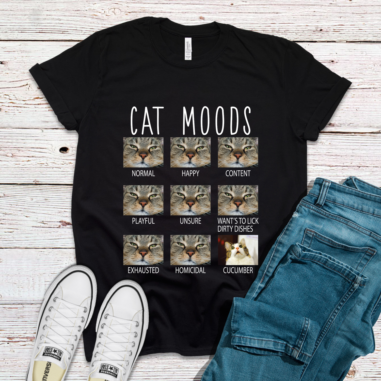 Cat Moods Funny Animal Lover Cat Mom Shirt - Teegarb