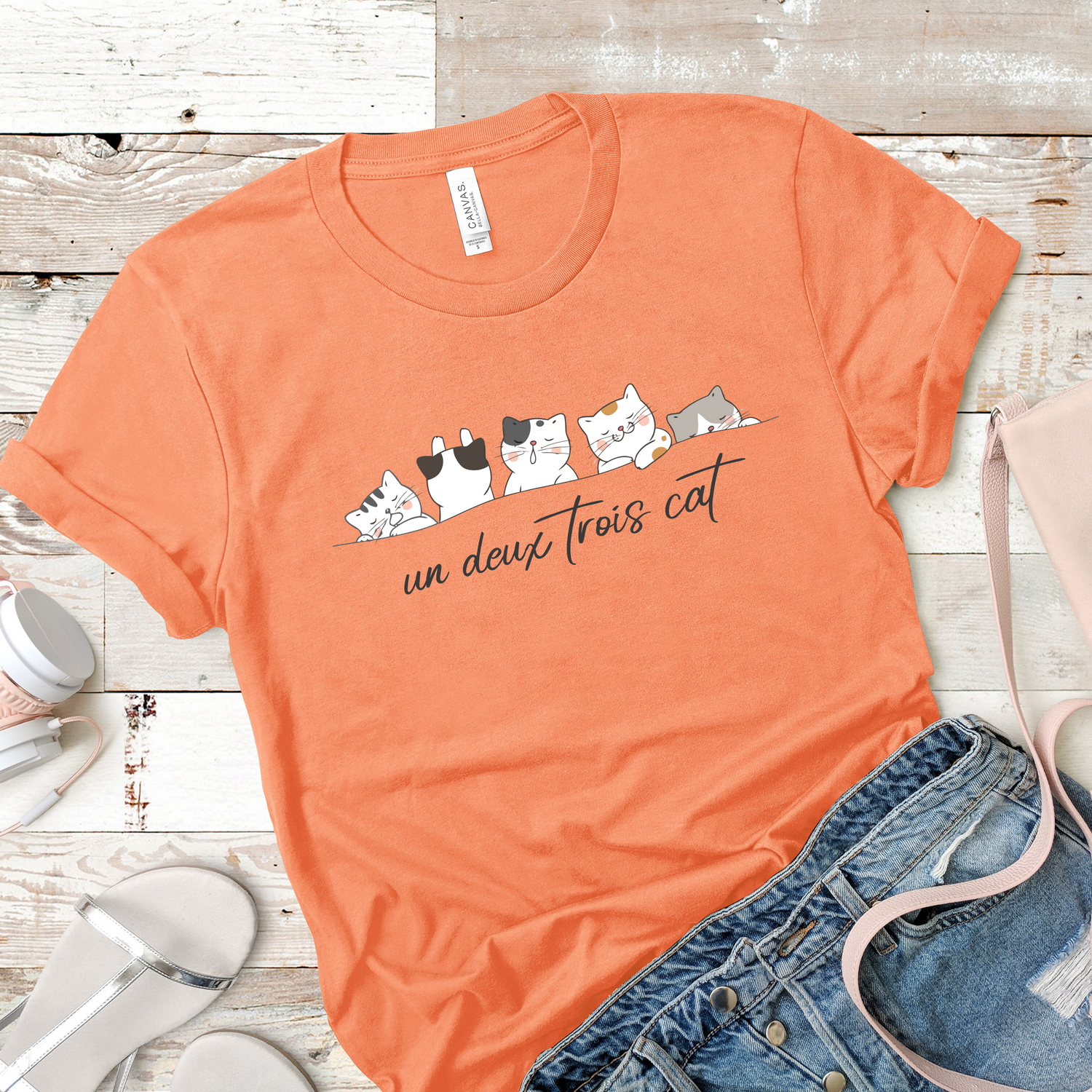Un Deux Trois French Funny Cat Mom Shirt - Teegarb