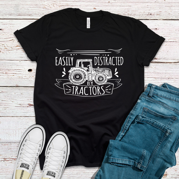 Easily Distracted By Tractors Farm Shirt - Teegarb