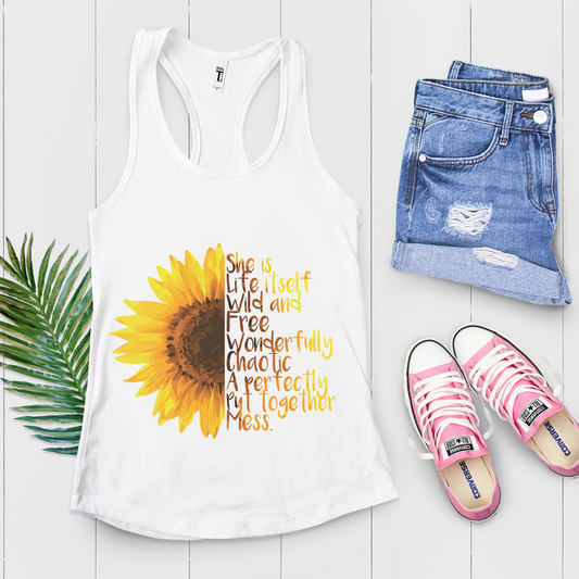 She is Life Itself Wild and Free Sunflower Tank Top - Teegarb