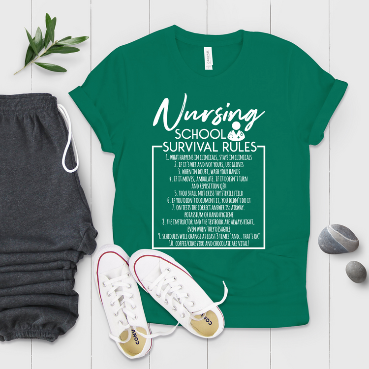 Nursing School Survival Rules Funny Nurse Appreciation Shirt - Teegarb
