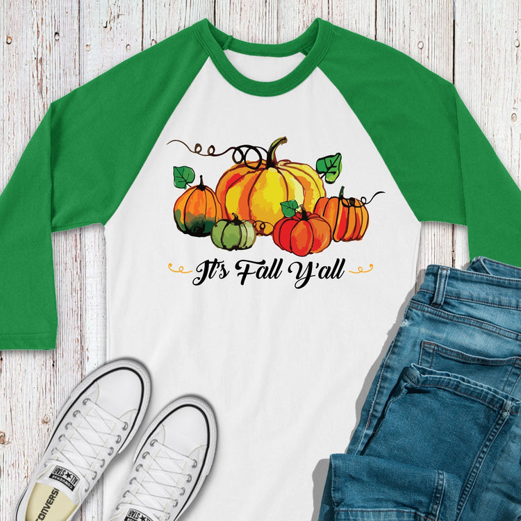 It Is Fall Y'all Pumpkins Baseball Tee Shirt