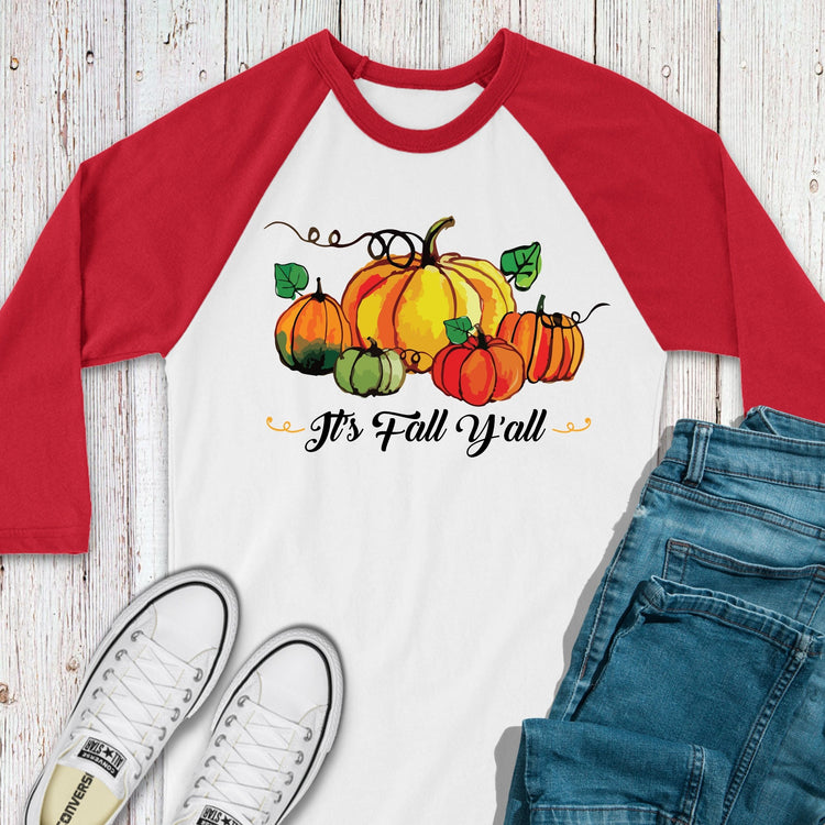 It Is Fall Y'all Pumpkins Baseball Tee Shirt