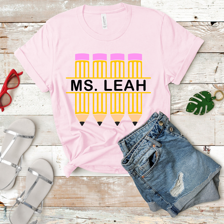 Personalized Pencil First Grade Teaching Shirt