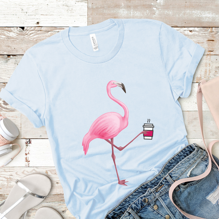 Coffee Pink Flamingo Graphic Shirt - Teegarb