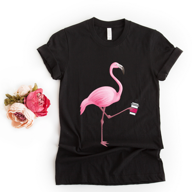 Coffee Pink Flamingo Graphic Shirt - Teegarb