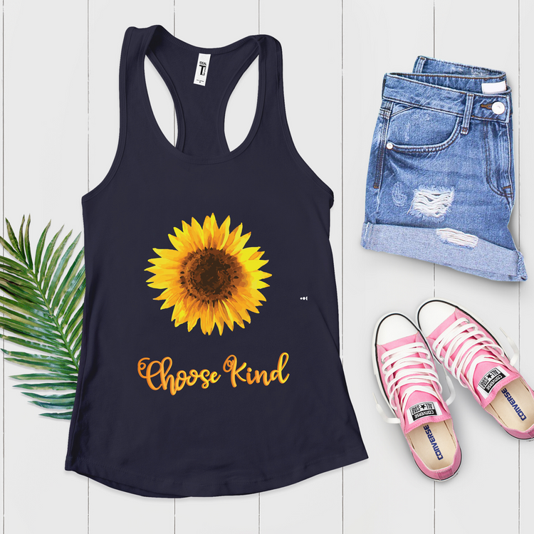 Choose Kindness Sunflower Tank Top For Men and Women - Teegarb