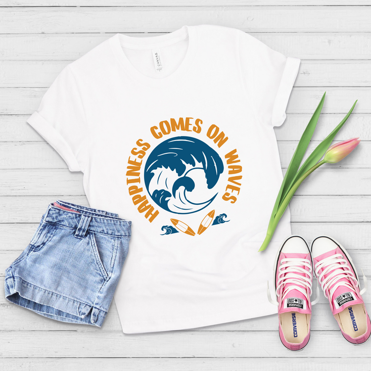 Happiness Comes On Waves Surfing Shirt
