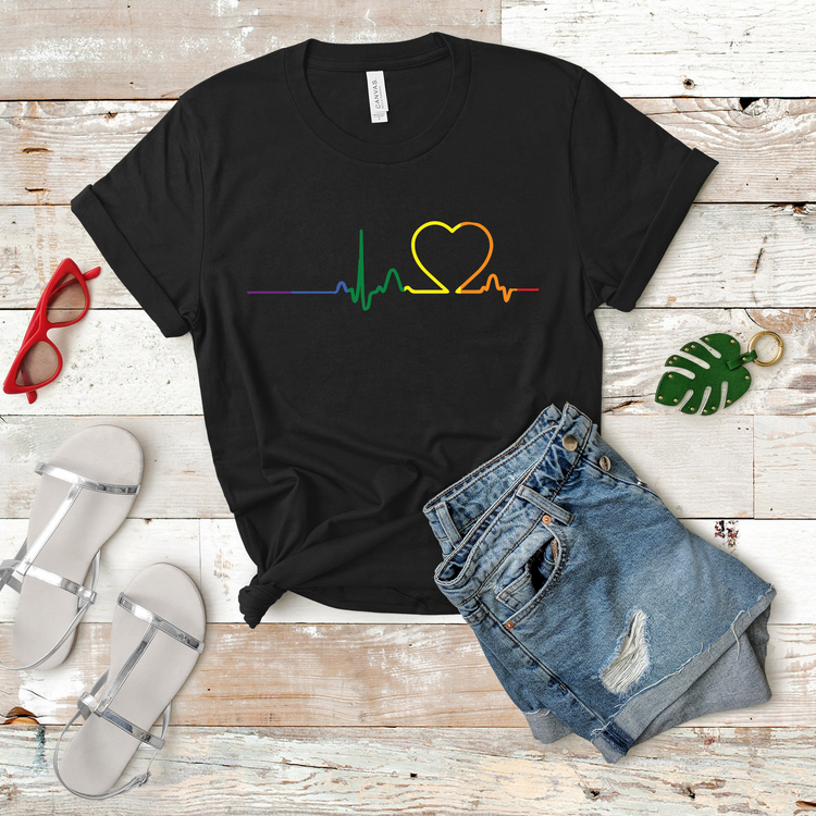 Heartbeat Rainbow Pride Month Support LGBTQ Shirt - Teegarb