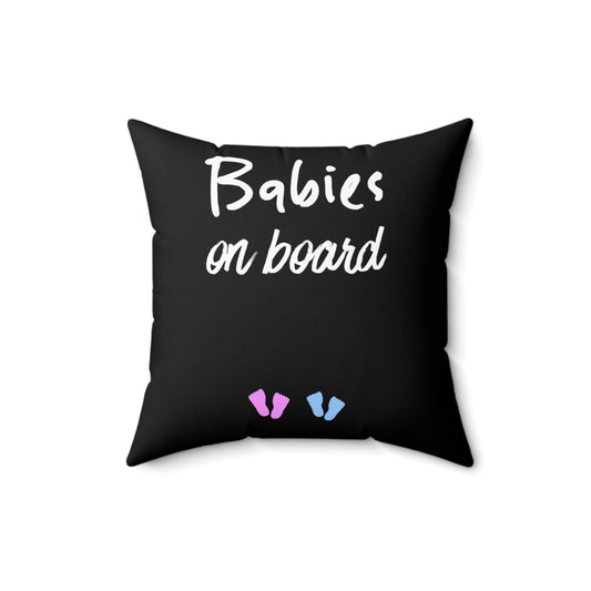 Babies On Board Baby Bump Shirt Spun Polyester Square Pillow