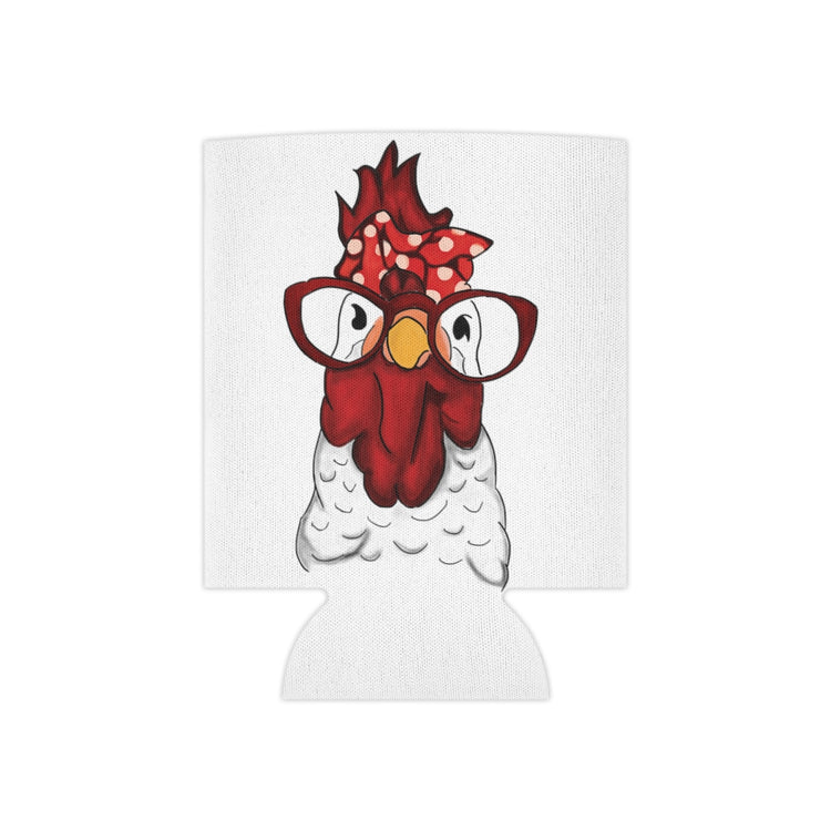 Beer Can Cooler Sleeve Rooster Hen Chicken Bandana and Glasses Farmer