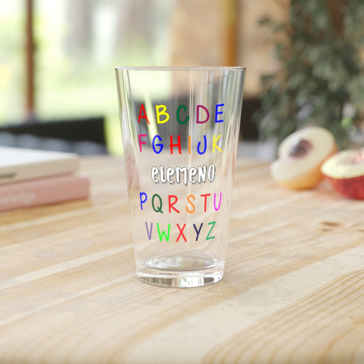 Beer Glass Pint 16oz  Funny Alphabet Kids Elemeno A to Z Teacher